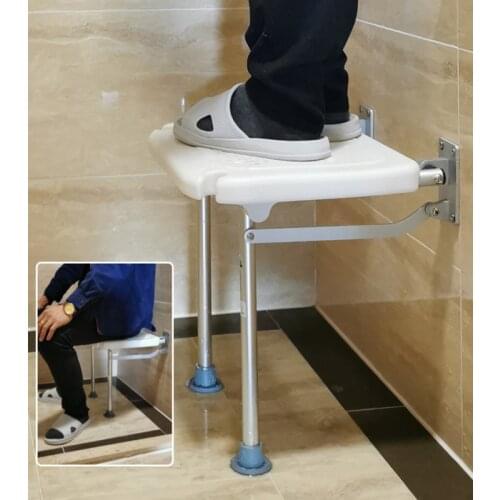 Wall-mounted folding bathroom stool lightweight aluminum alloy elderly shower chair waterproof sturdy non slip toilet seat
