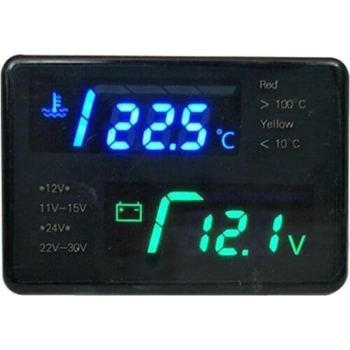 New 12v 24v Car Truck Water Temperature Gauge + Voltmeter Volt Gauge Meter + Sensor 2 In 1 Universal