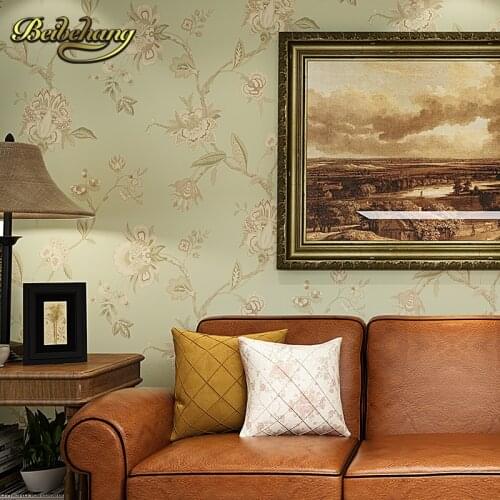 Beibehang wall paper. Pune retro green garden flower American country backdrop environmental non-woven wallpaper bedroom living