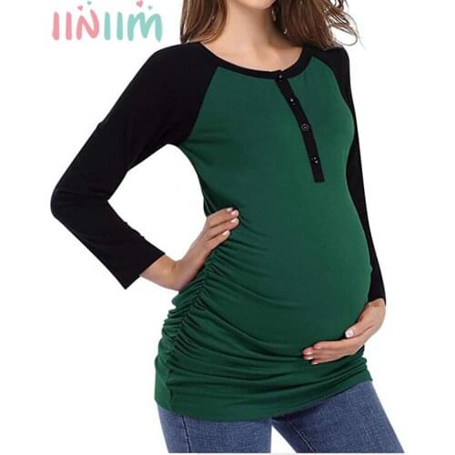 Pregnant Women Breastfeeding Clothes Pregnancy O-neck Nursing T-shirt Loose Casual Long Sleeves Breastfeeding Tops Maternity Tee