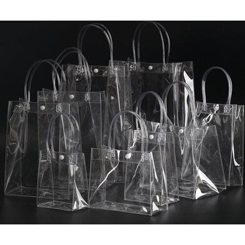 100pcs/LOT 13x19x8cm Waterproof transparent gift bag plastic bag PVC shop cosmetic packaging bag party holiday Supplies