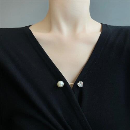 Defined Waist Fixed Stick Brooches Pearl Love Rhinestone Scarf Pin