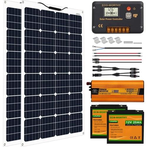 130W 260W Flexible Solar Panel Complete Kit For RV Marine 20Ah 12V Lithium LiFePO4 Rechargeable Battery Overview
