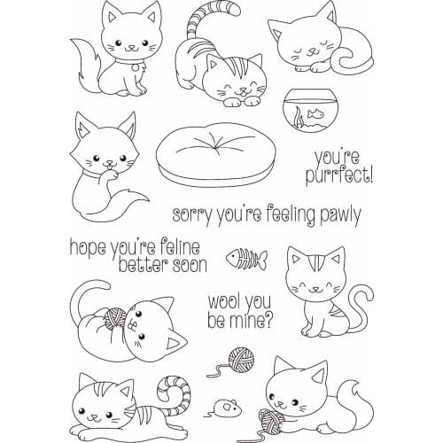 Lovely Cat Clear Silicone Stamp/Seal for DIY scrapbooking/photo album Decorative clear stamp sheets A1140