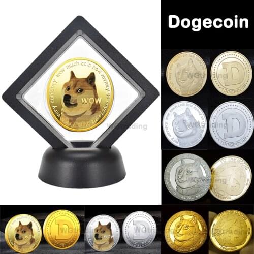 Pretty WOW Gold Sliver Plated Dogecoin Commemorative Coins Cute Dog Pattern Dog Souvenir Collect Replica Coin Creative Gift