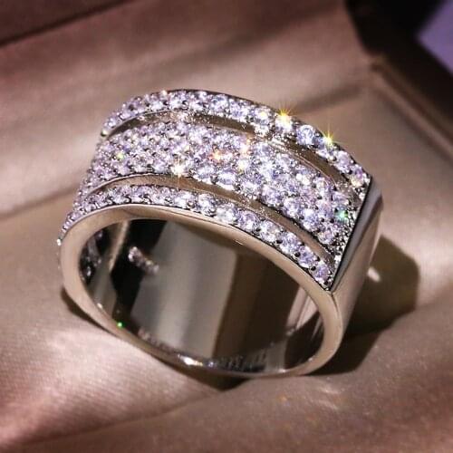 Luxury Female Promise Ring Set 925 Sterling Silver Dazzling Mosaic AAA CZ Wedding Band Rings for Women Statement Party Jewelry