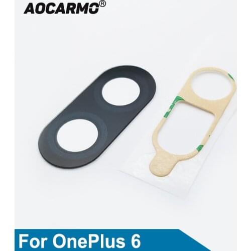 Aocarmo For OnePlus 6 A6000 1+6 Rear Back Camera Lens Glass Cover With Adhesive Sticker Glue Tape Replacement