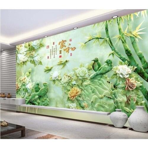 WDBH 3d wallpaper custom photo mural magpies jade bamboo TV setting wall paintings home decor 3d wall mural wallpaper for walls
