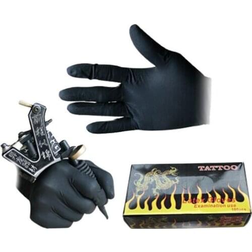 YILONG 100 pcs High Quality Tattoo & Body Art Black Disposable Tattoo Latex Gloves Available Size Accessories Free Shipping