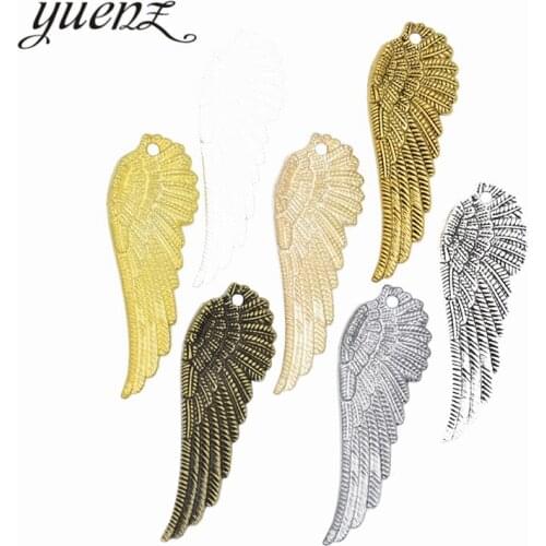 YuenZ 6 pcs Antique Silver color wing Charms Metal Pendants Jewelry Making Accessories 51*18mm D447