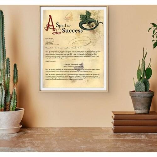 SUCCESS SPELL Wiccan Magick Prints Job Promotion Luck Spell Vintage Poster Office Wall Art Pictures Decorative Canvas Painting