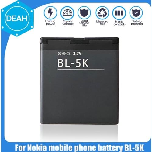1PCS 1200mAh BL-5K BL5K BL 5K Replacement Lithium Battery For Nokia N85 N86 8MP N87 2610S 701 Oro C7 C7-00 X7 X7-00 T7 2610S