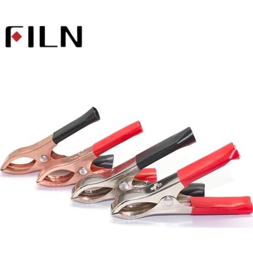 2Pcs/lot 75mm 30A Promotion Car Alligator Clips Battery Clamps Crocodile Clip Nickel Golden Plated Red and Black