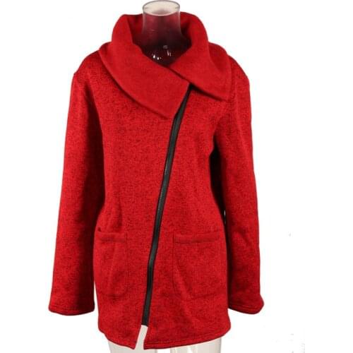 Plus Size 5XL Women Autumn Winter Clothes Warm Fleece Jacket Slant Zipper Collared Coat Lady Clothing Female Jacket