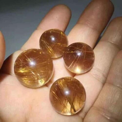 MOKAGY Natural Copper Hair Quartz Rutilated Crystal Ball 15mm-20mm 1PC