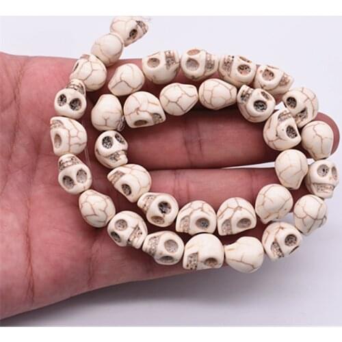 1string 13X12X10mm White Color Skull Head Stone Beads For Making DIY Necklace Bracelet Personality Jewelry