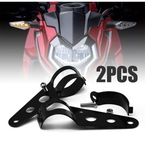 2pcs Balck Metal Motorcycle 33-43mm Fork Tube Clamp Headlight Side Mount Bracket Support For Honda Kawasaki Suzuki