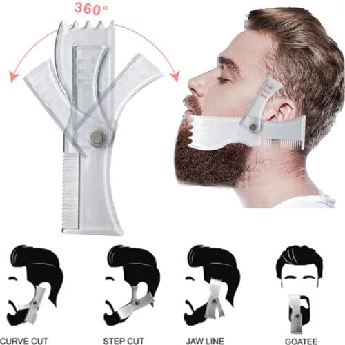 5 In 1 Adjustable Beard Shaping Tool Men Beard Trimming Template Comb Rotatable Beauty Tool For Hair Beard Trim Templates