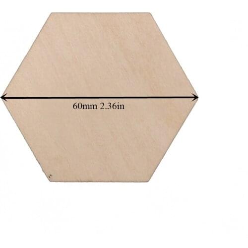 50pcs 60mm Hexagonal Shape Wood Craft Decor Laser Cut Embellishment Ornaments For Wedding Birthday Christmas DIY Decoration