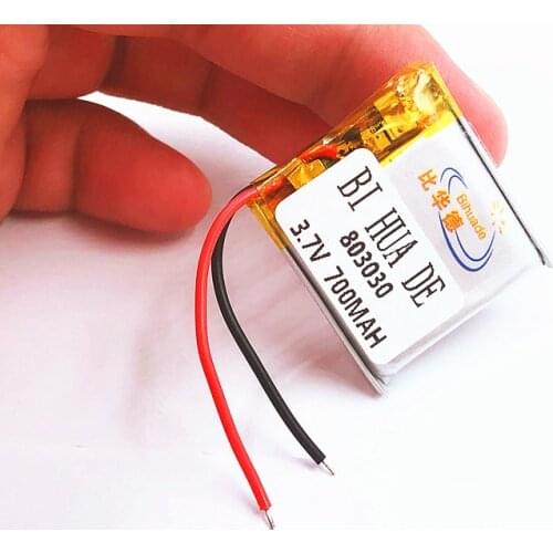 803030 Bluetooth stereo speakers 700mAh navigator 3.7V polymer Rechargeable Li-ion Cell For Smart Watch MP3 MP4 Toy LED Light