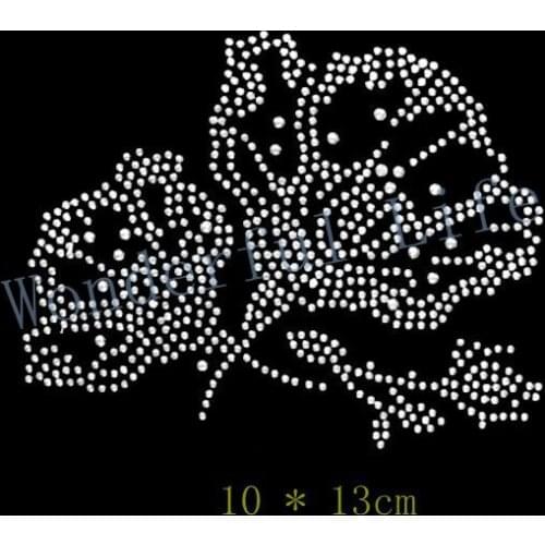 Free shipping Lotus Flower hotfix rhinestone Heat transfer design