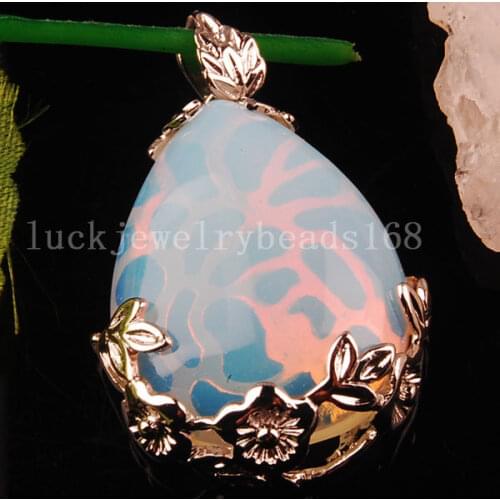 Free Shipping Women Fashion Jewelry 26x38x9mm Opal Drop Art Pendant 1pcs C2619