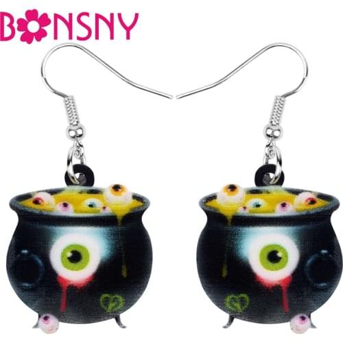 Bonsny Acrylic Halloween Anime Blood Eyeball Eye Earrings Drop Dangle Festival Decoration Jewelry For Women Girl Teen Party Gift