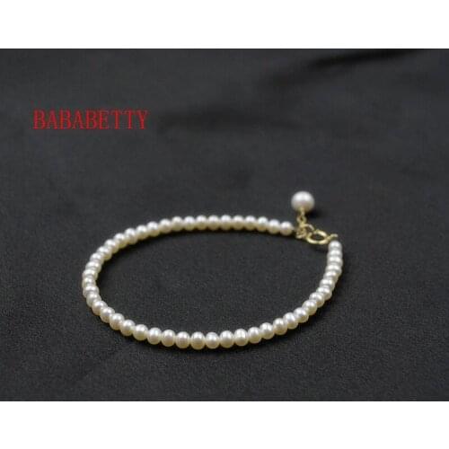 NEW Sleek minimalist near-round 5-6mm natural freshwater pearl bracelet 925 silver clasp