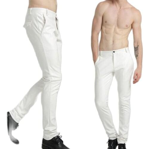 Mens PU Pants Skinny Faux Leather Pants Men Slim Fit Spring Autumn Joggers PU leather Motorcycle Biker Tights Trousers