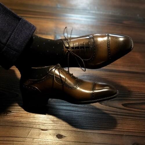 Cowhide Carved Business Casual Men Dress Shoes