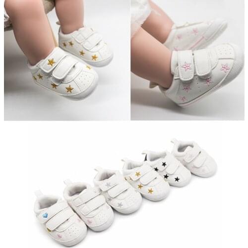 Toddler Baby 0-18M Soft Sole Hook Loop Prewalker Fashion Sneakers Baby Boy Girl Crib Shoes Leather Non-slip Walker Shoes
