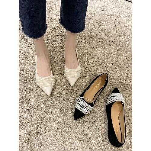 Elegant temperament flat shoes spring and summer all-match pointed toe shallow mouth soft bottom comfortable womens shoes