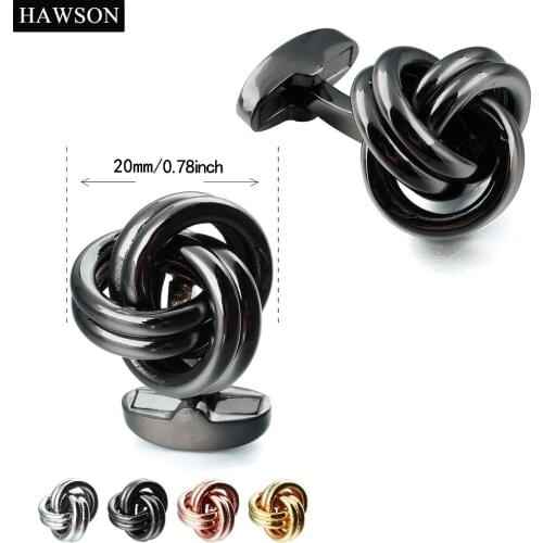 HAWSON Mens Jewelries/Accessories Metal Knot Cufflinks for French Cuffs/Shirts Gift/Present for Men 4 Colors