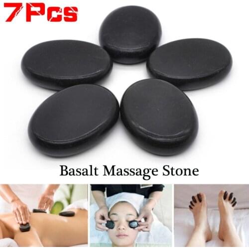 7Pcs/Set Beauty Stones Massage Guasha Board Spa Relax Rock Basalt Stone Lava Natural Stone Body Slimming Shaper Massage Tools