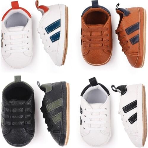 Newborn Baby Boy Girl Crib Shoes Faux Leather Infant Toddler Pre Walker Sneakers New