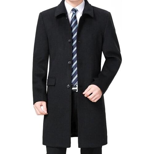 Large Size 3XL 4XL Casual Mens Woolen Jackets Autumn Winter Men' s Wool & Blends Turn-down Collar Man Coat Overcoat