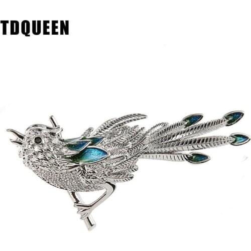 Micro Pave Cute Bird Brooch Silver Plated Metal Austrian Crystal Enamel Animal Pins and Brooches for Women