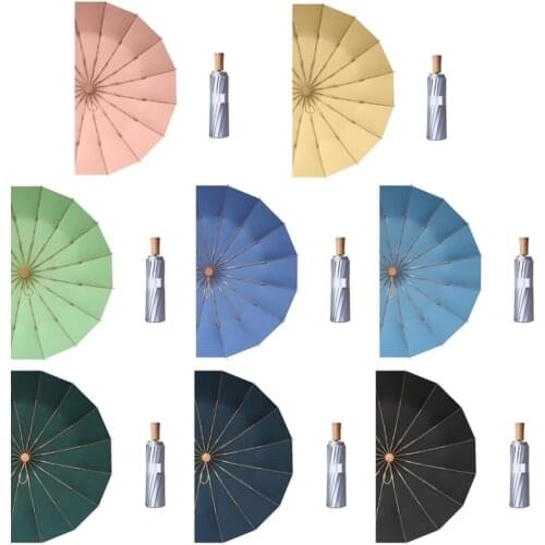 16 Ribs Pocket Mini Umbrella Titanium Silver Anti UV Sun Rain 3 Folding Umbrellas for Women Men Super Sunscreen UPF50