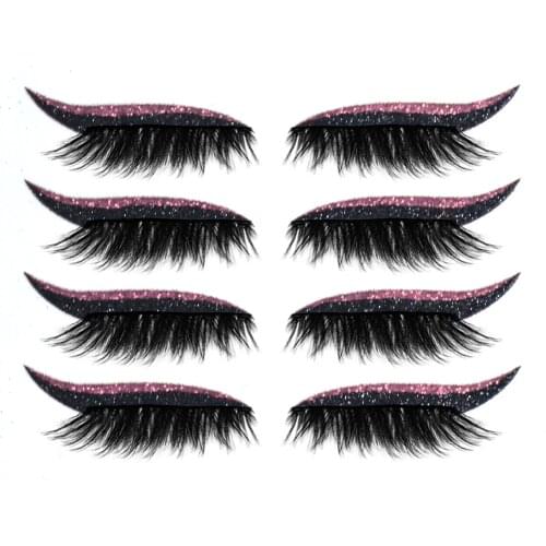 4 Pair Reusable False Lashes Eyeliner And Eyelash Stickers 7 Color Waterproof Eyeliner Eyelash Stickers Easy To Use And Remove