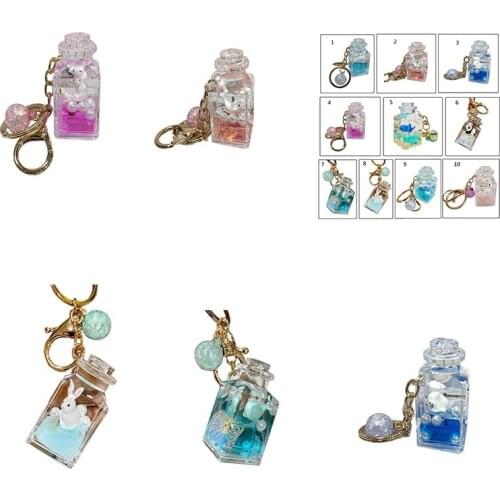 Fashion Stereo key Ring Floating Ocean Doll Creative Water World Animal Keychain Transparent Cute Keychain Handbag Car Pendant