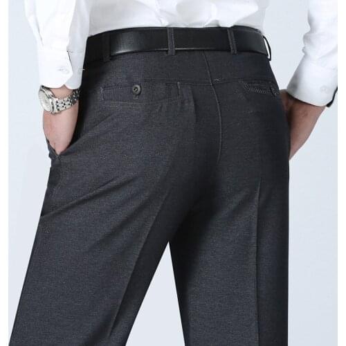 TANG 2019 Casual Straight Trousers Suit Pants Men Pantalon Hombre High Quality Fashion Summer Men Dress Pants Classic Business