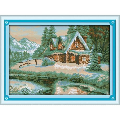 Lakeside snowhouse cross stitch kit 14ct 11ct count printed canvas stitching embroidery DIY handmade needlework