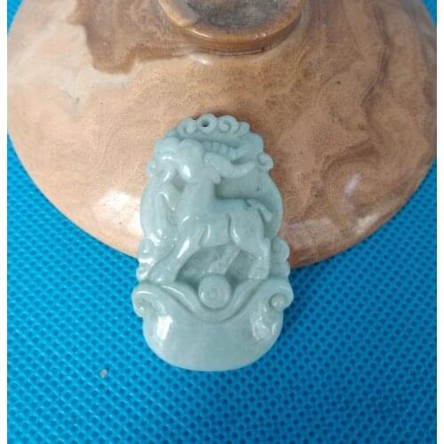 Nature Myanmar Jade sheep Amulet jadeite Pendant Chinese Zodiac Sheep Year Hanging