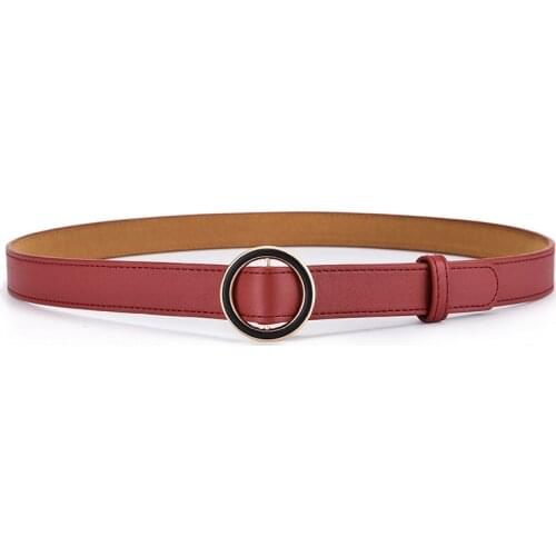 2019 New Designer Gold Metal Round Buckle Belt Ladies Korean Wide Black Red Leather Waist Band Belts for Women Jeans Pants Cinto
