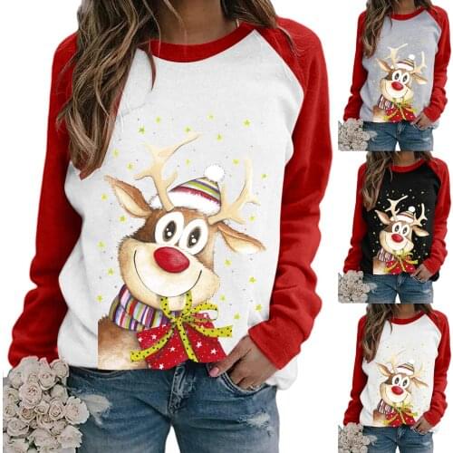 2021 Autumn Christmas Cartoons Print Sweaters Causal Pullovers Thin O-neck Top Long Sleeve Streetwear Plus Size Women Clothes