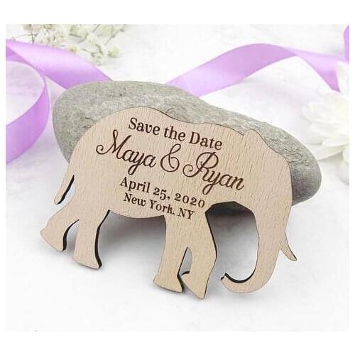Personalized elephant rustic Wedding wooden Save the Date Magnets engagement party favors company gifts invitation inserts