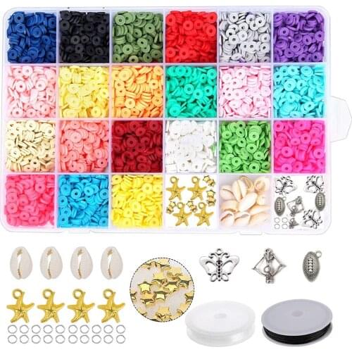 4302pcs Polymer Clay Beads Flat Round Clay Disk Beads Loose Spacer Letter Beads Jewelry DIY Making Necklace Bracelet Finding