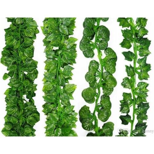 2M 24Pcs Wired Ivy Leaves Garland Silk Artificial Vine Greenery For Wedding Home Office Decoratiove Wreaths 2017 New Style
