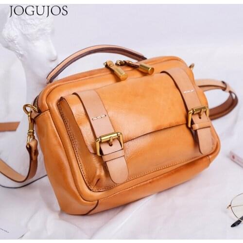 Retro Luxury Leisure Vintage Leather Contracted Leisure Leather Cowhide Large Capacity Women Handbag Fashion Shoulder Bags