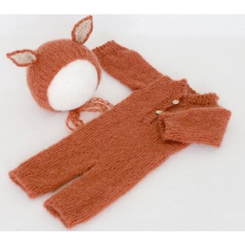 Christmas fox suit Newborn Baby Hooded Romper Mohair Lace Hat Bonnet Photography props With Fast Delivery TO USA